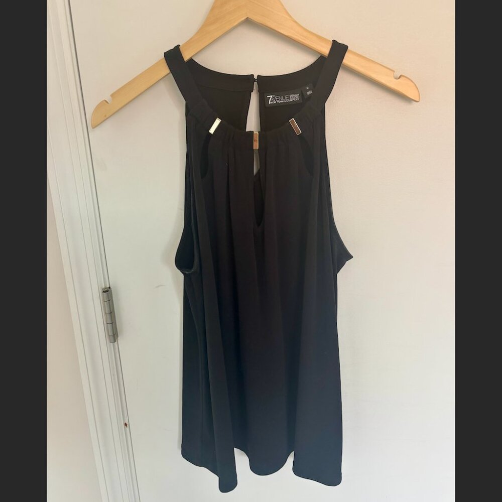New York & Company 7th Avenue Black Halter Neck Top Medium